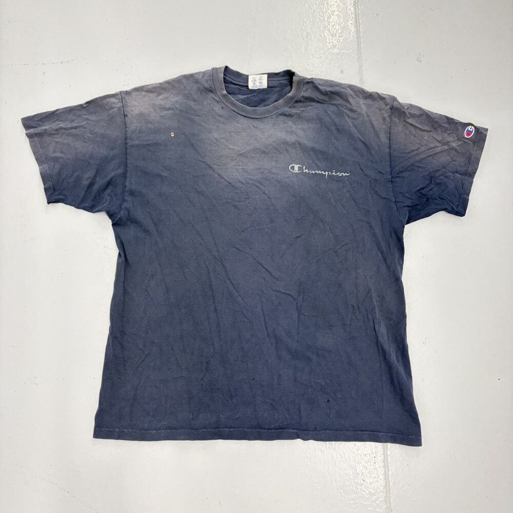 Vintage Y2k Champion Navy Faded Graphic T-Shirt